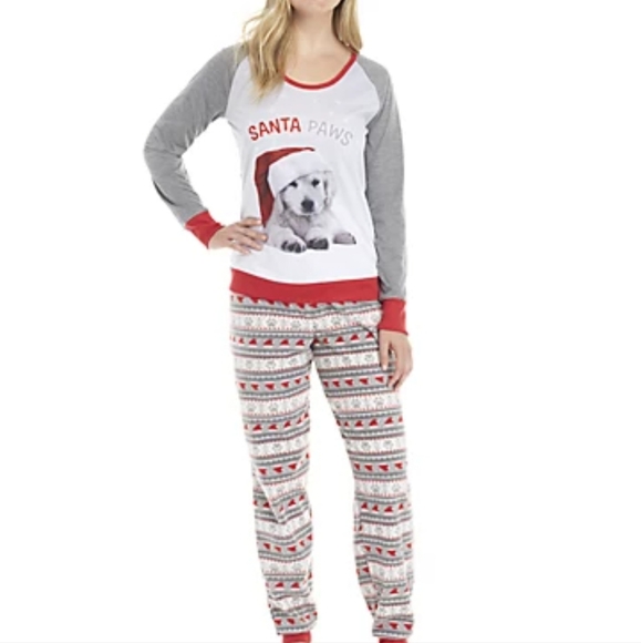 "Santa Paws" Christmas 2-Piece Pajamas Set - Size Medium (Excellent Condition) - Picture 2 of 14